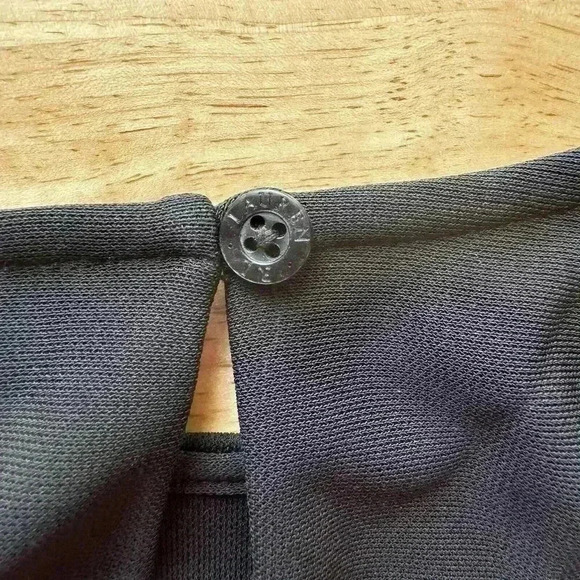 Lauren Ralph Lauren Faux Wrap Belt Midi Black Dress W/ Keyhole Back Size L - Picture 9 of 11